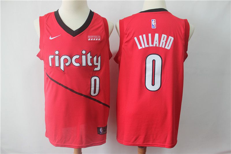 Men Portland Trail Blazers 0 Lillard Red City Edition Game Nike NBA Jerseys